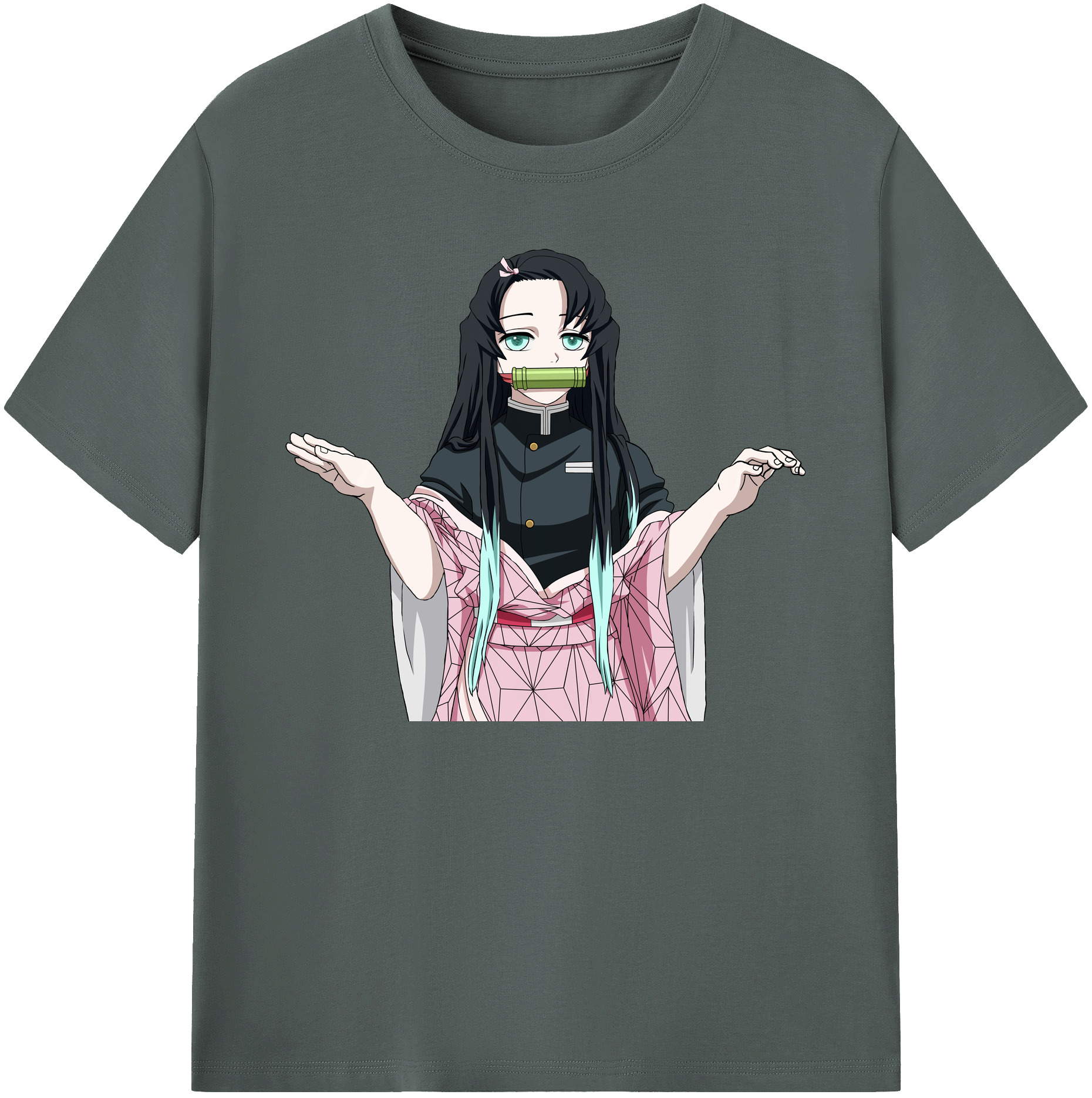 （画像用） 鬼滅の刃（きめつのやいば）竈門 禰󠄀豆子／かまど ねずこ Kamado Nezuko 綿100％ メンズ半袖Tシャツ｜肌触りやわらか＆通気性